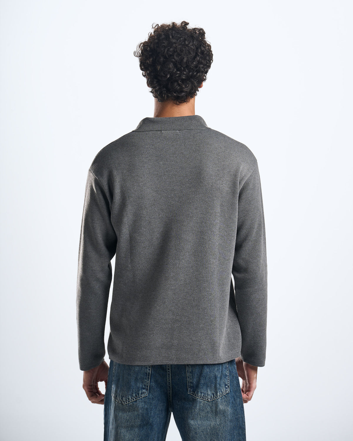 knitted grey LS polo
