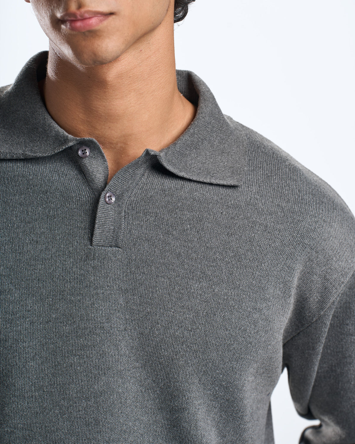 knitted grey LS polo