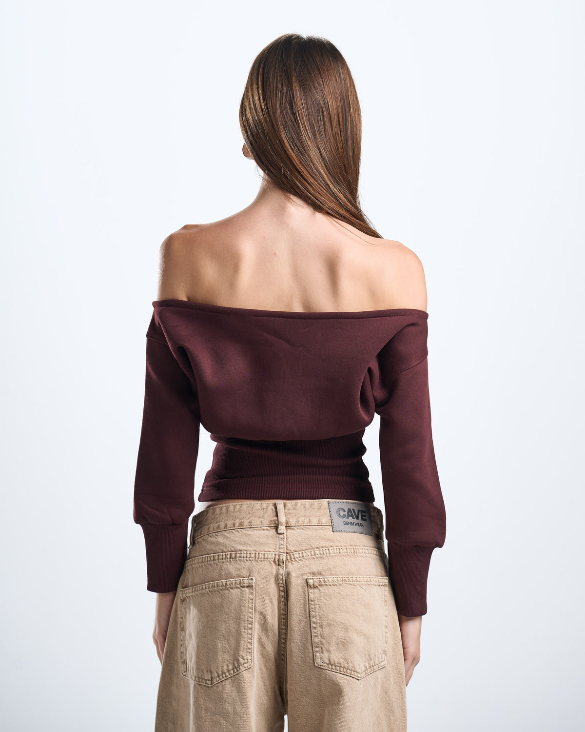 Winter burgundy off shoulder top
