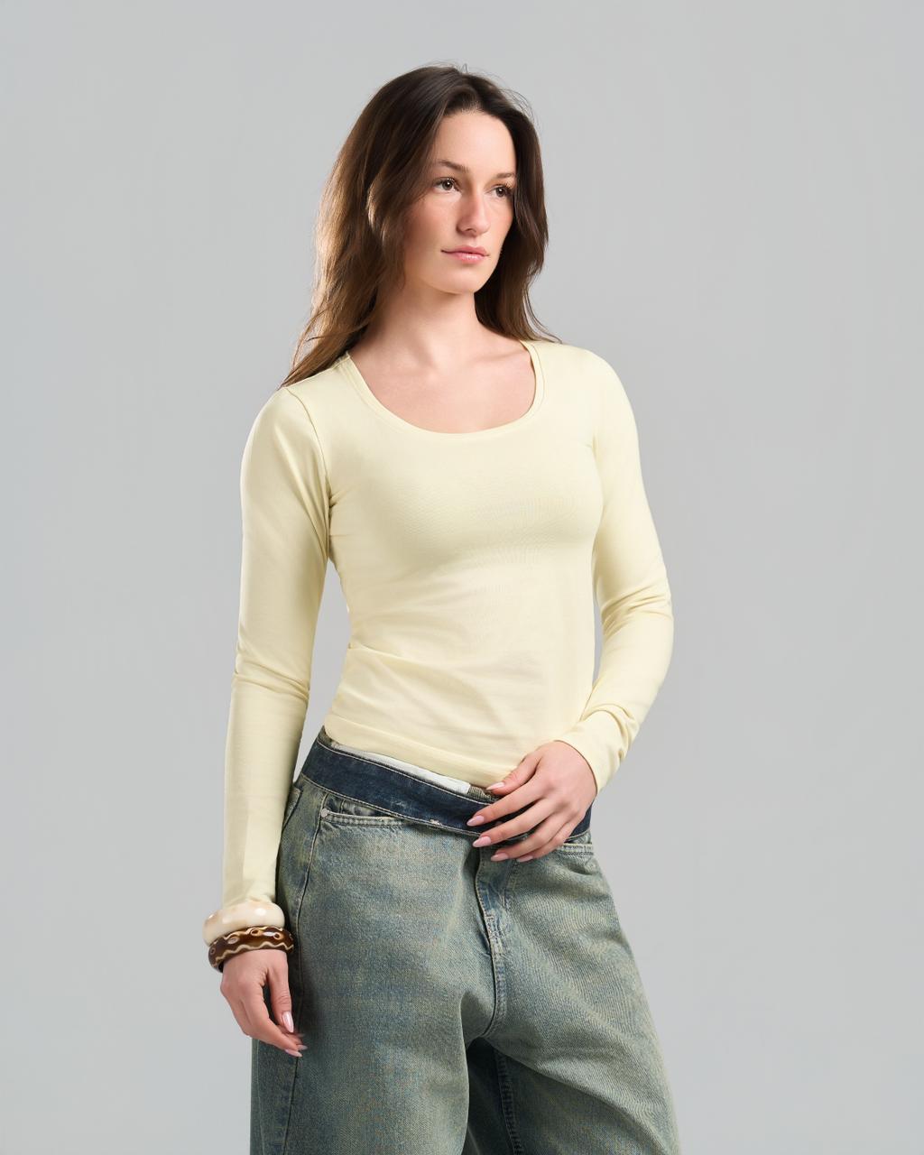 Round Long Sleeve Yellow Top