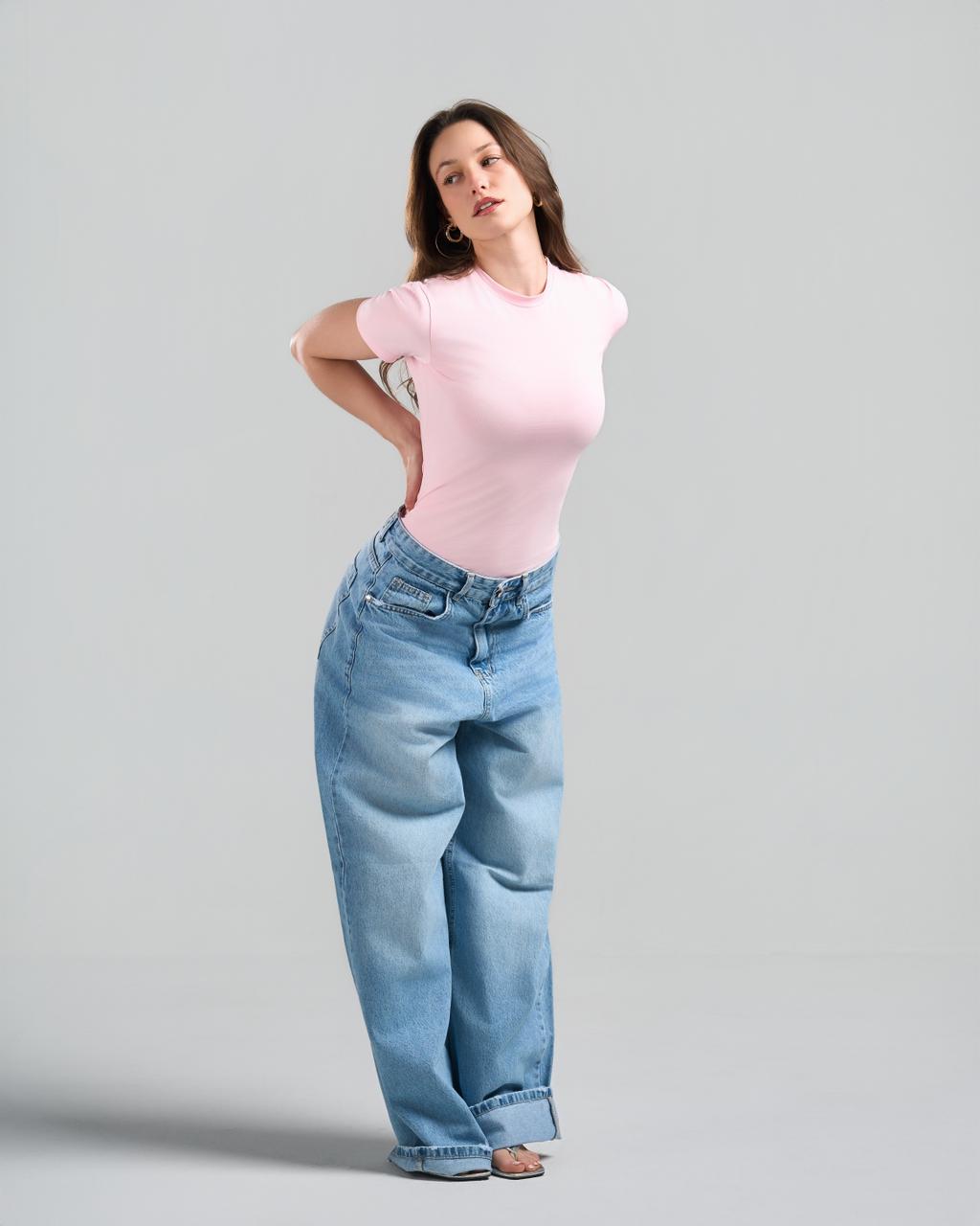 U-Neck Short Sleeve BabyPink Top