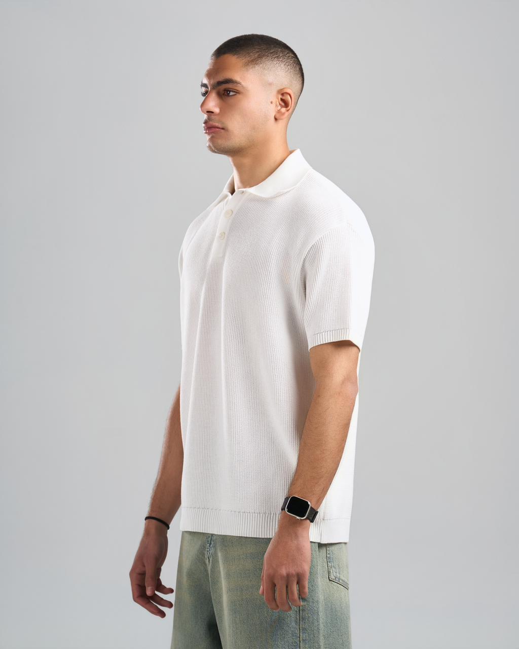 Knitted white Polo