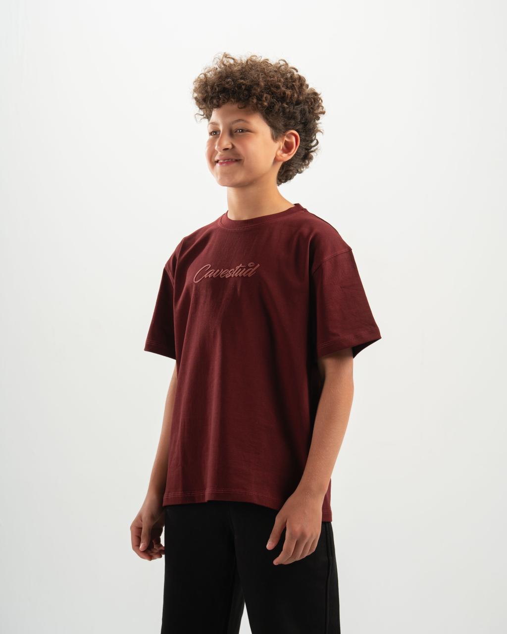stud kids burgundy T-shirt
