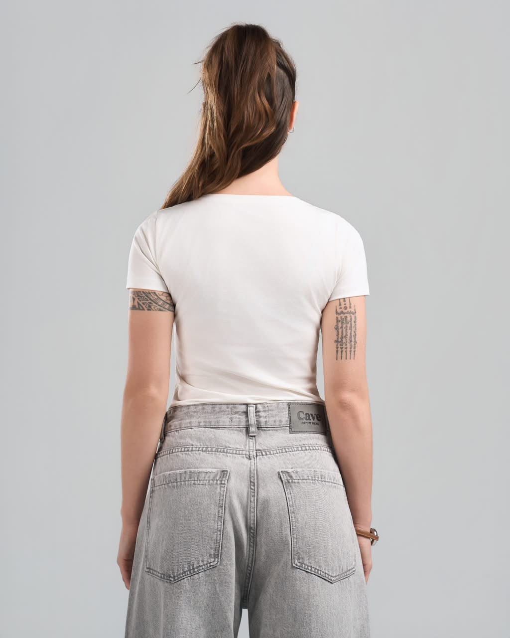 Round Short Sleeve White Top