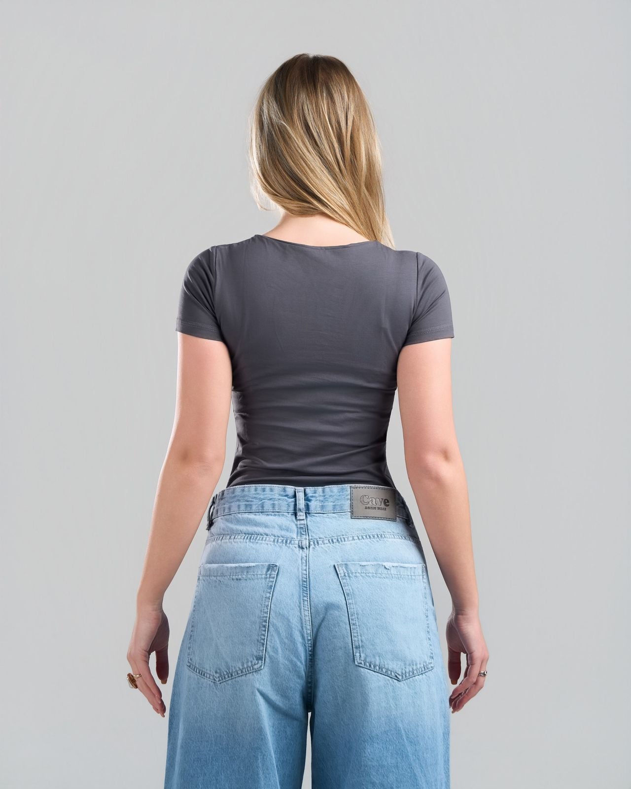 Round Short Sleeve DarkGrey Top