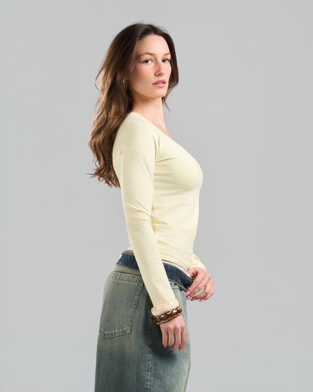 Round Long Sleeve Yellow Top