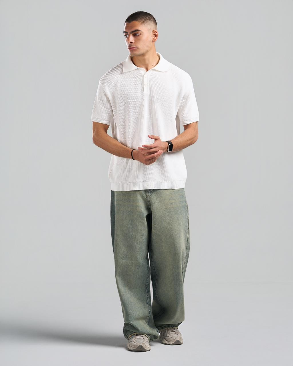 Knitted white Polo