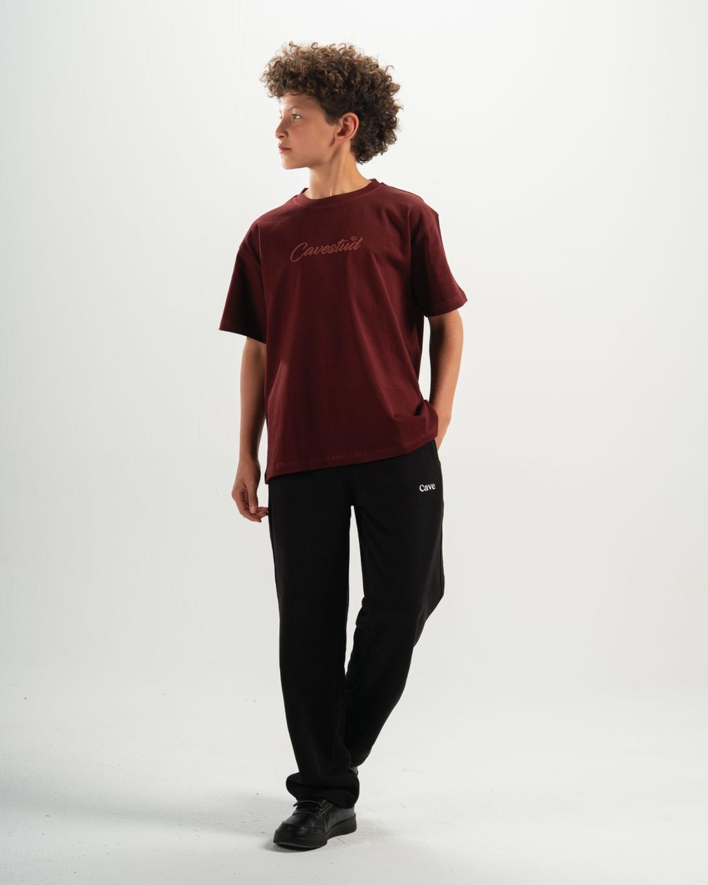 stud kids burgundy T-shirt