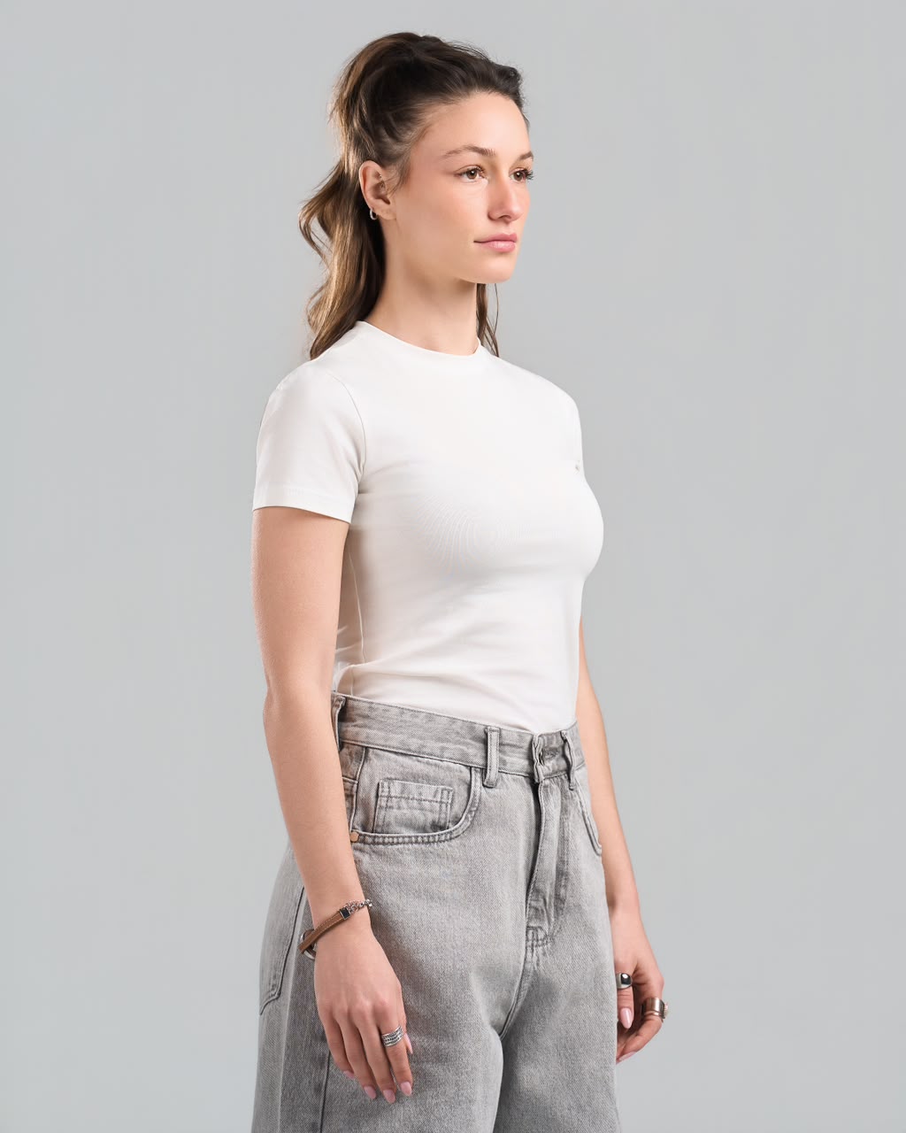 U-Neck Short Sleeve White Top