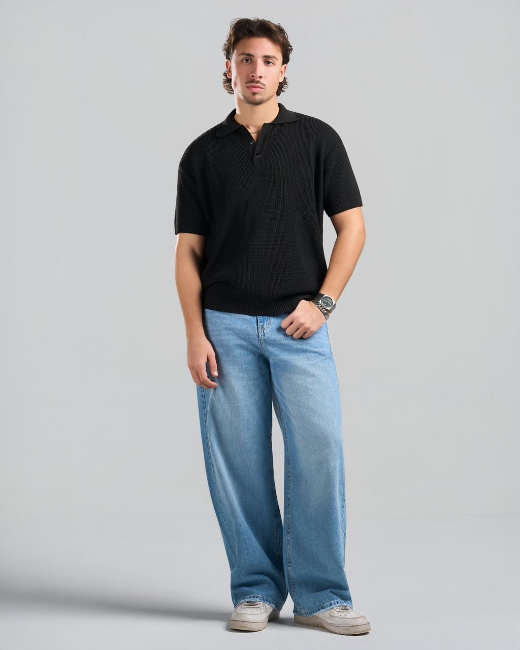 Knitted Black Polo